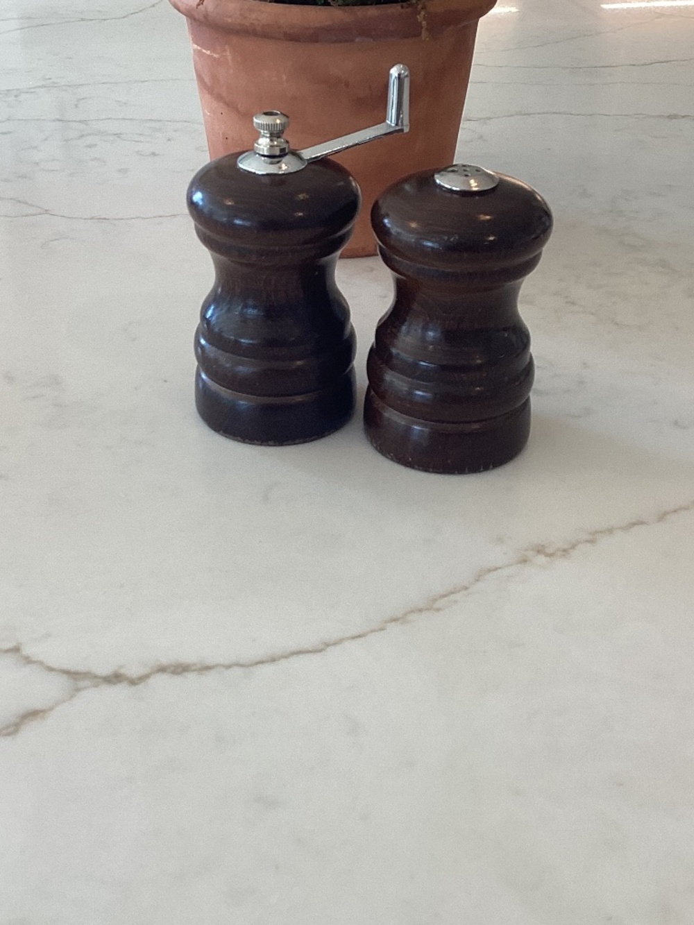 Wooden salt and pepper shaker grinder set vintage retro cottage core